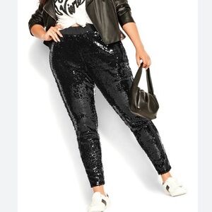 NWT! City Chic Black Sequin Party Pants Sz 16